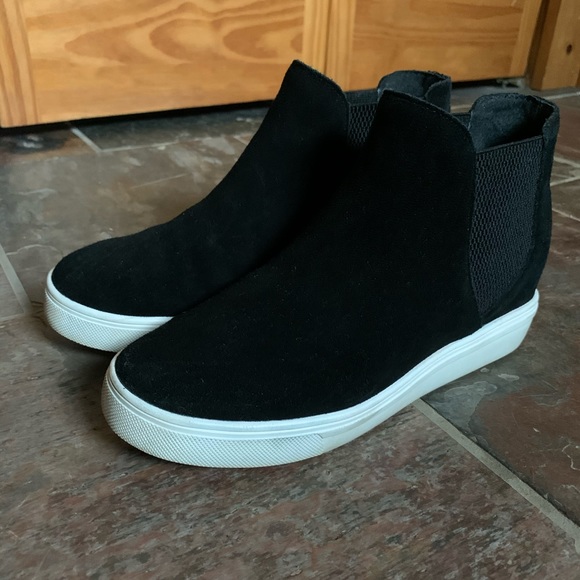 steve madden black wedge sneakers